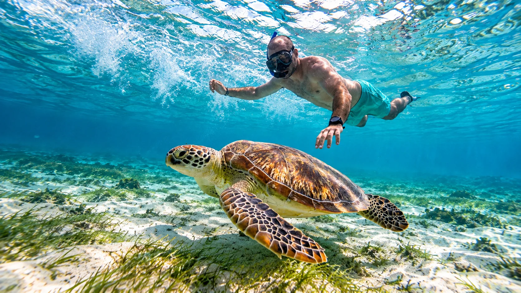 Snorkel behind the reef