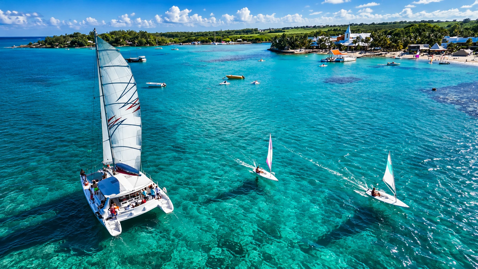 Ile aux Cerfs Catamaran Cruise Mauritius: Snorkel, Waterfall & BBQ