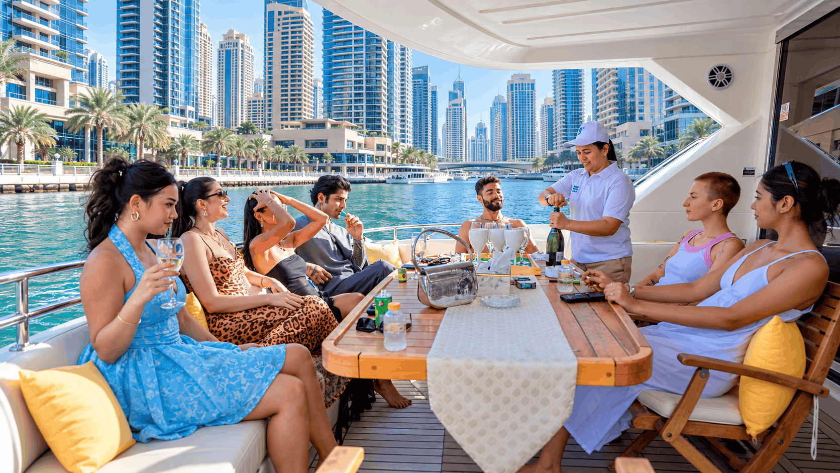 Private 52ft Yacht Charter Dubai – Dubai Marina Cruise, 15 Guests