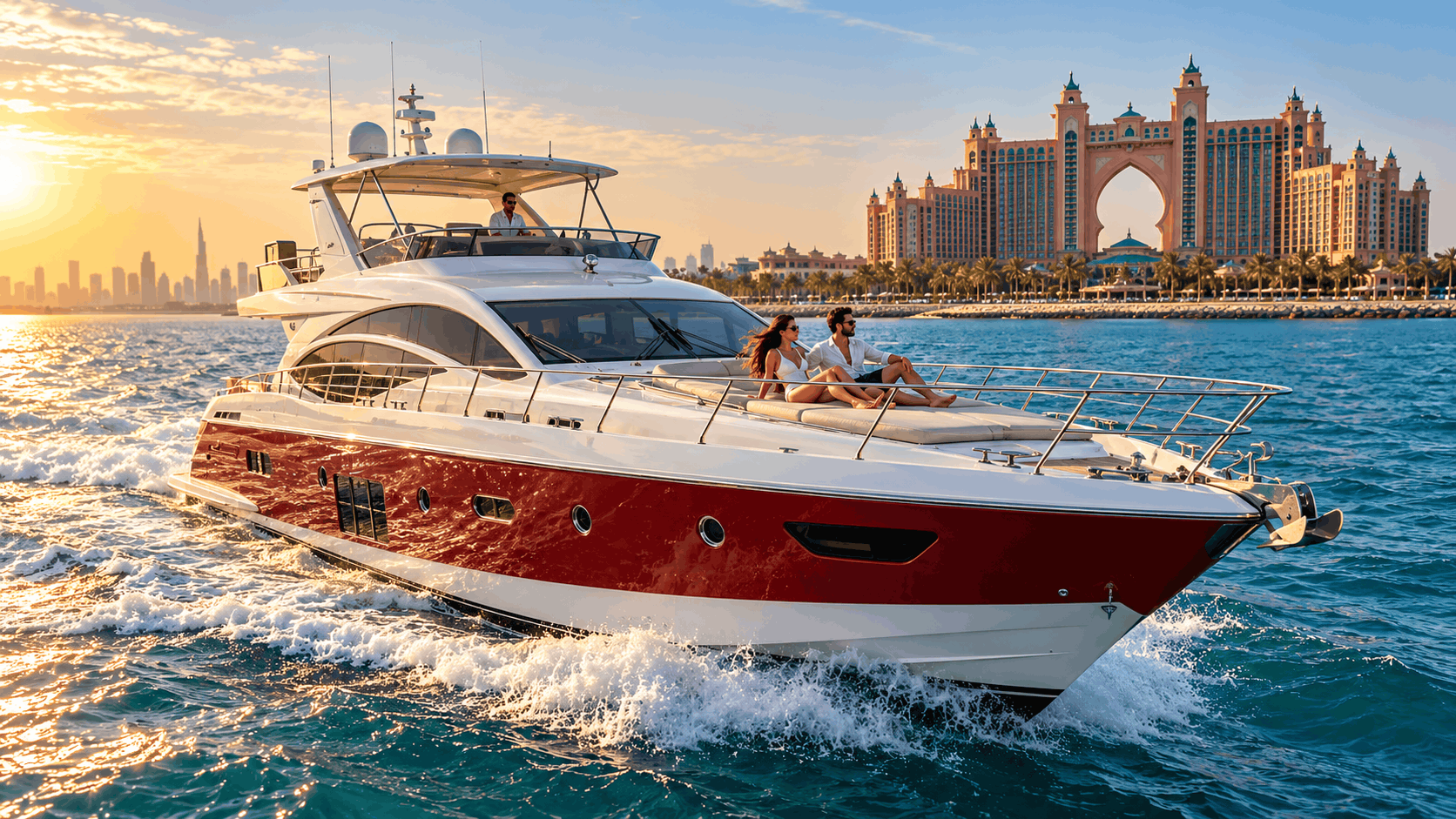 Private 62ft Azimut Flybridge Charter Dubai – Palm Jumeirah Cruise, 20 Guests