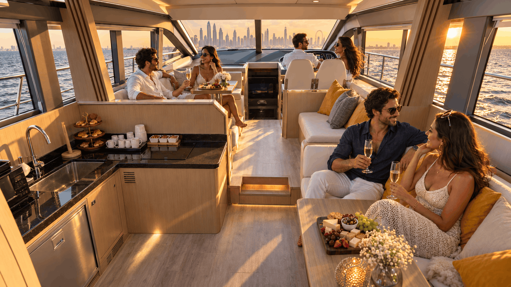 Private 52ft Yacht Charter Dubai – Dubai Marina Cruise, 15 Guests
