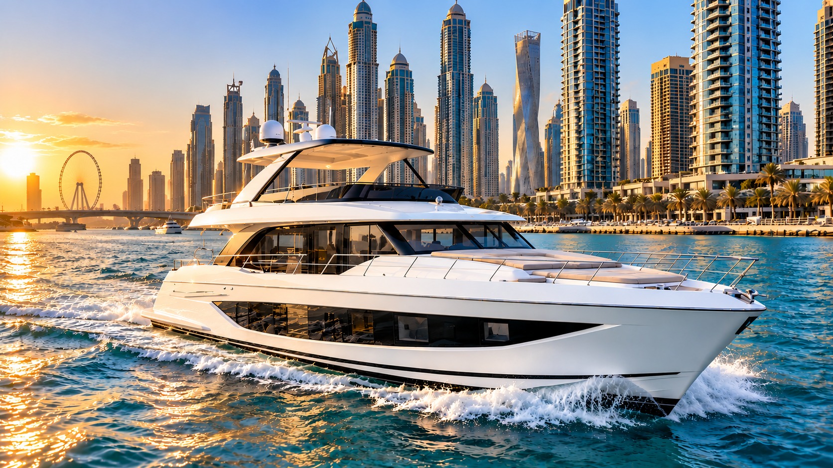Private 63ft Sport Yacht Charter Dubai – Ain Dubai Cruise, 25 Guests