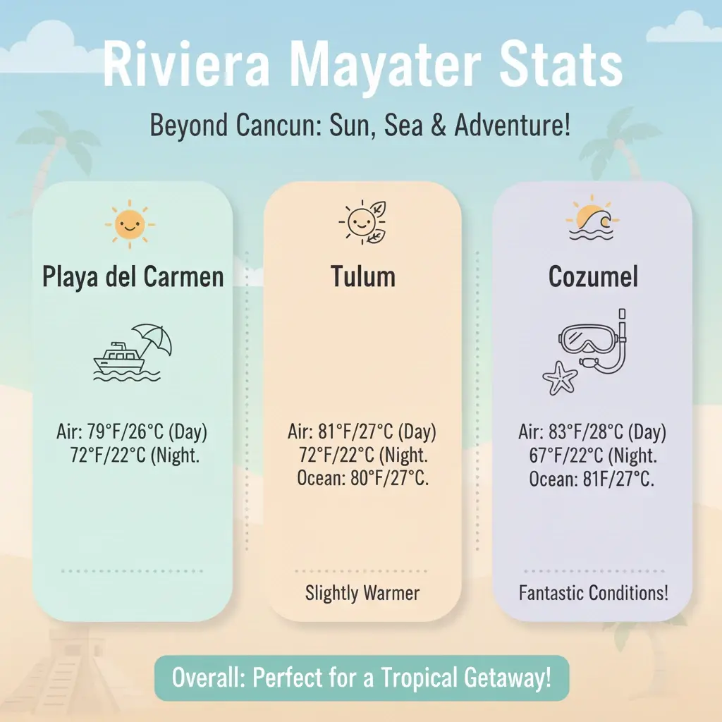Inforgraphic of Riviera Maya Weather (Tulum, Playa del Carmen, Cozumel)