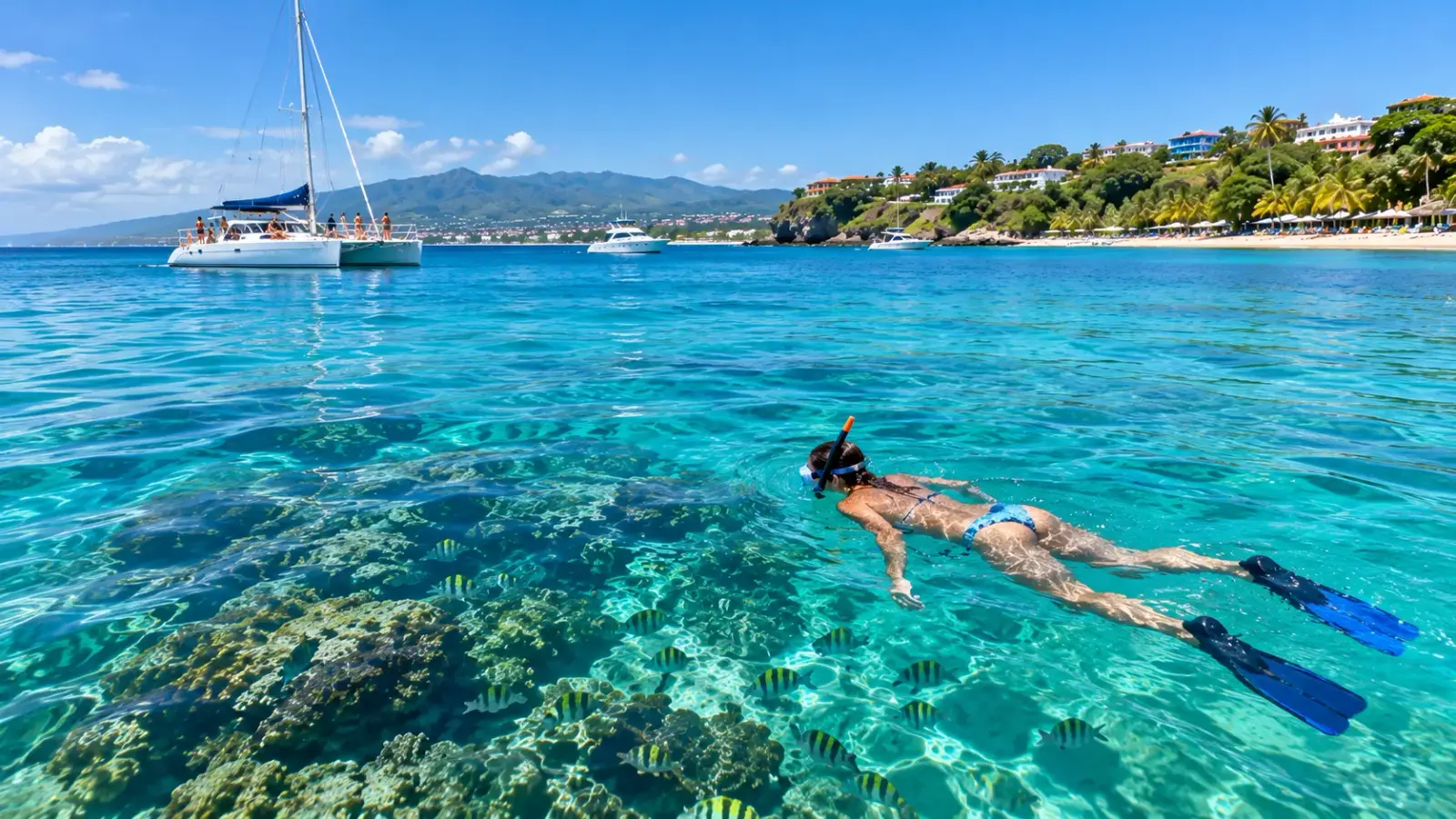 Snorkelling in a Tropical Turquoise Bay