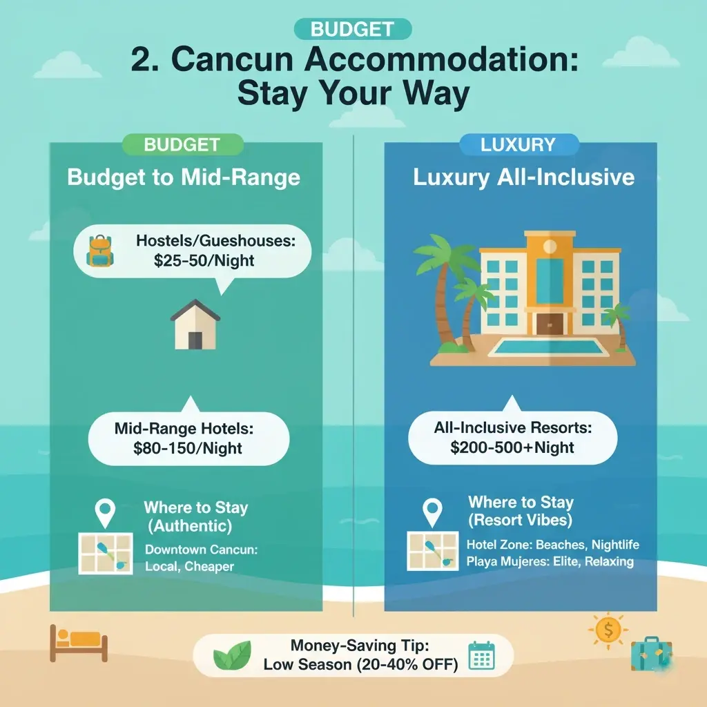 Accommodation Budget to Luxury Options