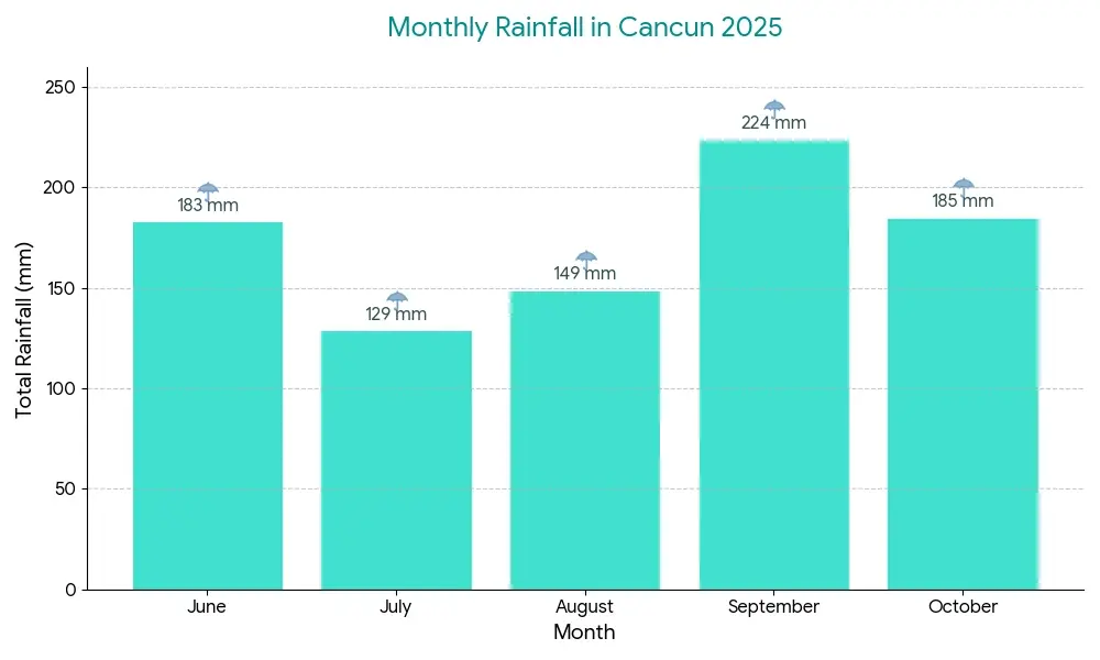 Rain Pattern and Trends from 2025 in Cancun
