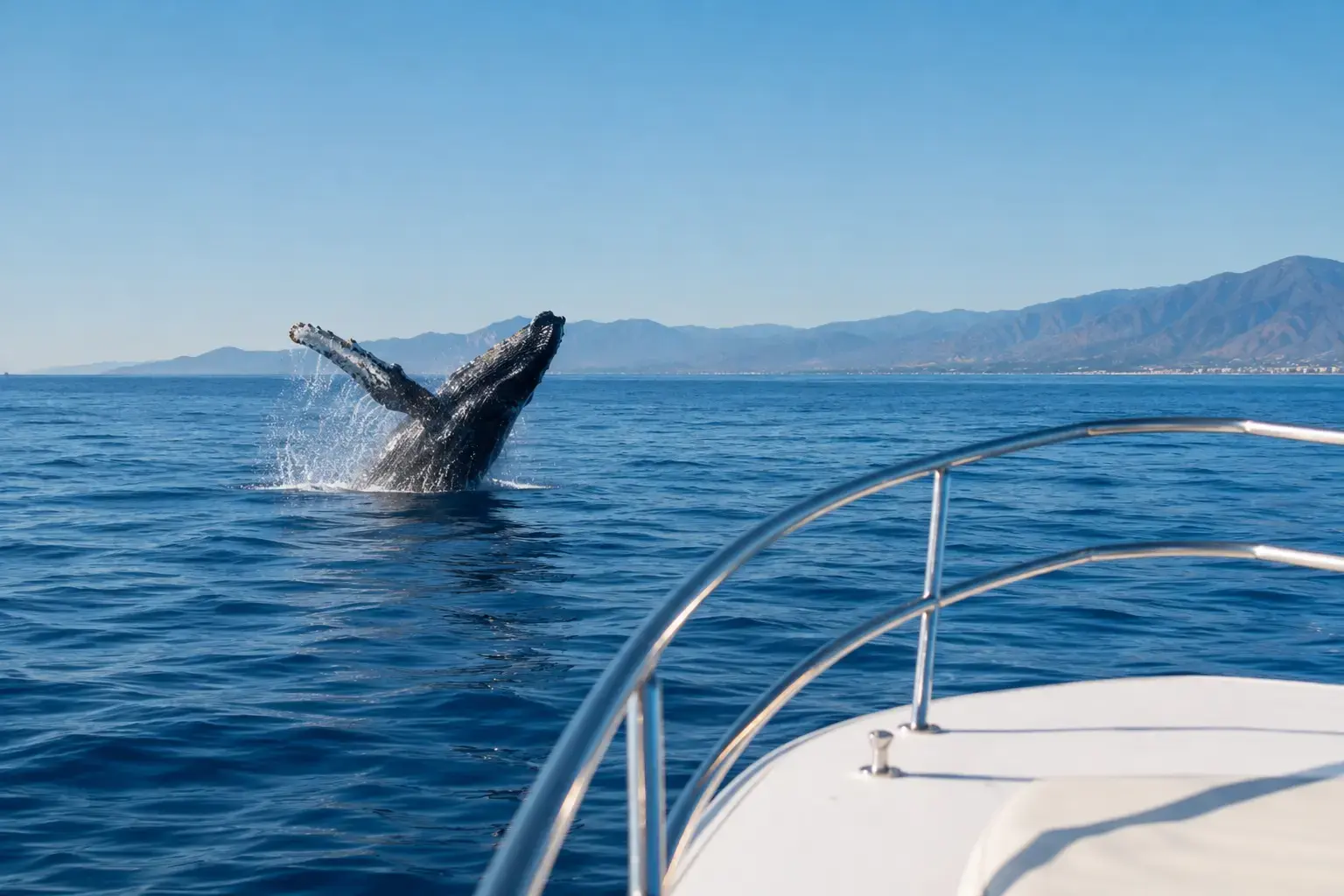 Breaching Whale from a Yacht Bow