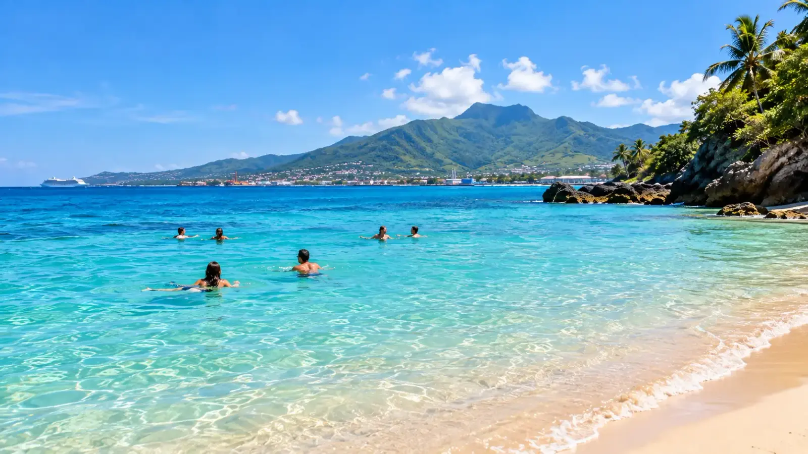 Swimming at a Puerto Plata beach in February.